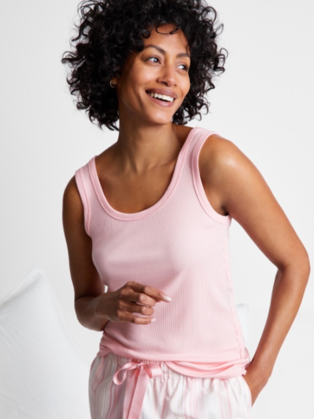 State of Day Women's Ribbed Modal Sleep Tank Top Satin Pink Large